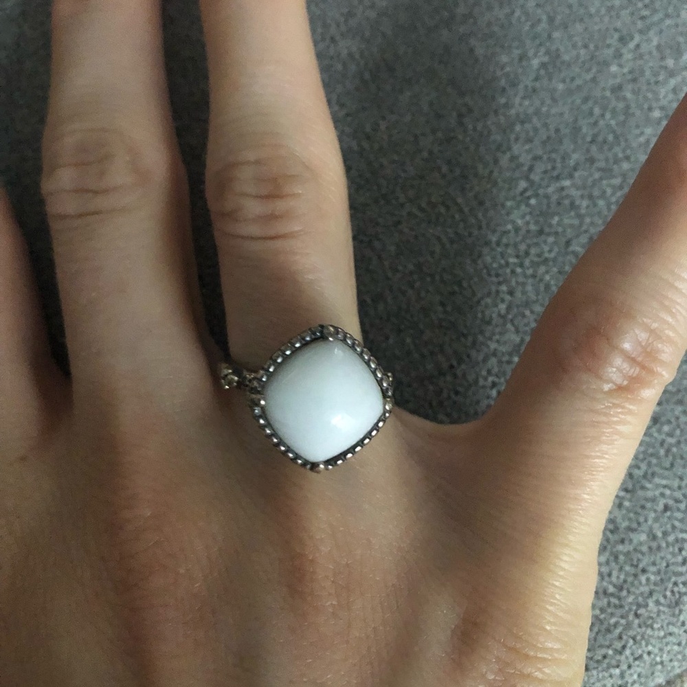 Pandora white and sliver ring